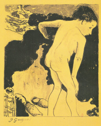 Paul Gauguin: «Bañistas bretonas», 1889 (Baigneuses bretonnes). Zincografía, 245 × 200 mm (Guérin n. 3) Institut national d'histoire de l'art, Bibliothéque, collections Jacques Doucet, París.