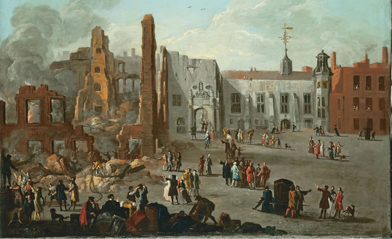 Richard Wilson: The Hall of the Inner Temple after the Fire of 4 January 1736/7