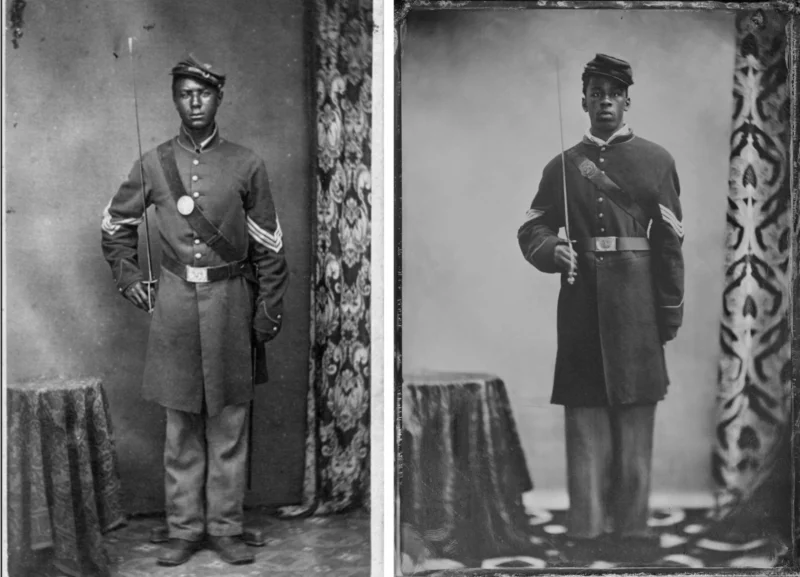 Izquierda: Andrew Jackson Smith, condecorado con la Medalla de Honor del Congreso | Derecha: Kwesi Bowman, descendiente directo de Andrew Jackson Smith