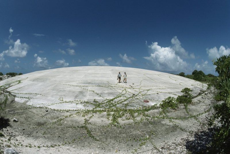 A concrete dome covers radioactive soil at Enewetak Atoll, Marshall Islands. Credit James P. Blair/National Geographic, via Getty Images