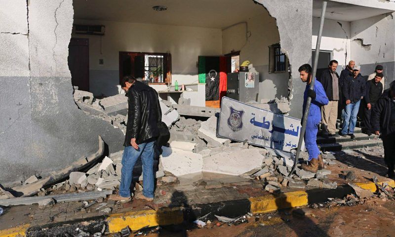A police station in Tripoli reduced to rubble by a bomb for which Islamic State claimed responsibility. Photograph: Hani Amara/Reuters