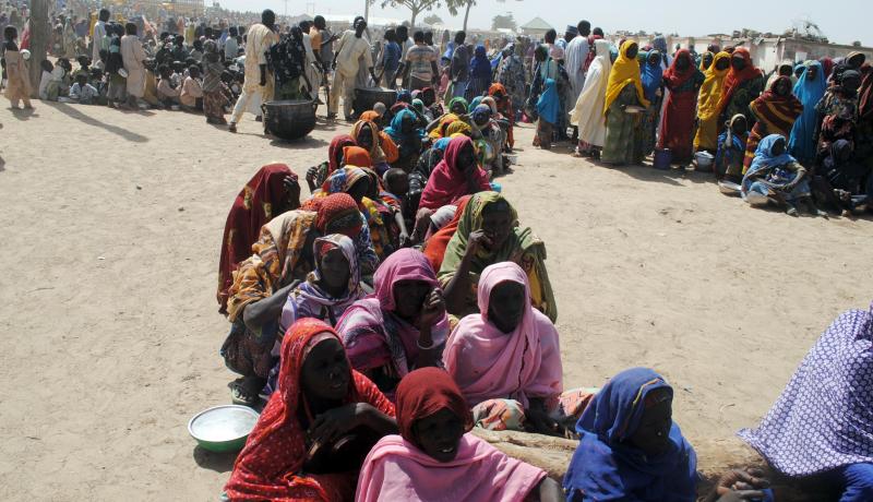 Internally displaced persons at Dikwa Camp in Borno State on 2 February 2016. Photo by Getty Images