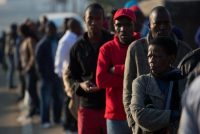 Residents of Diepsloot township, north of Johannesburg, line up to cast their votes last week in local government elections across South Africa. James Oatway/Reuters