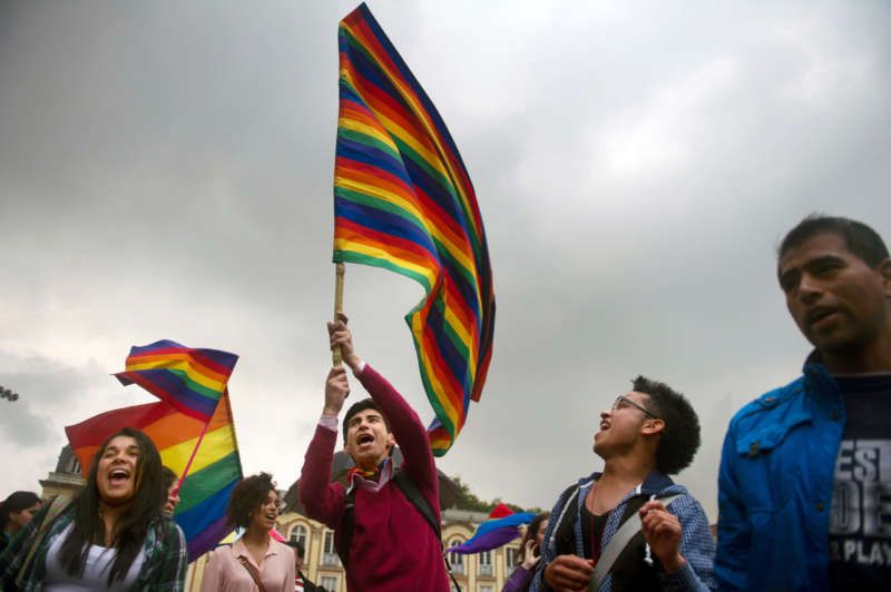 Activistas LGBT en una protesta celebrada el 23 de abril de 2013, en Bogotá Eitan Abramovich / Agence France-Presse — Getty Images