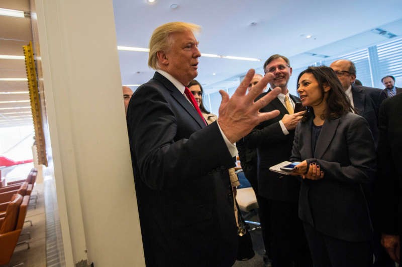Mr. Trump with New York Times editors and reporters. Hiroko Masuike/The New York Times