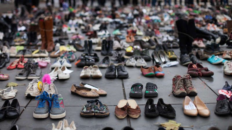Shoes representing protesters at the climate talks summit in Paris last year. Credit Andre Larsson/NurPhoto, via Getty Images