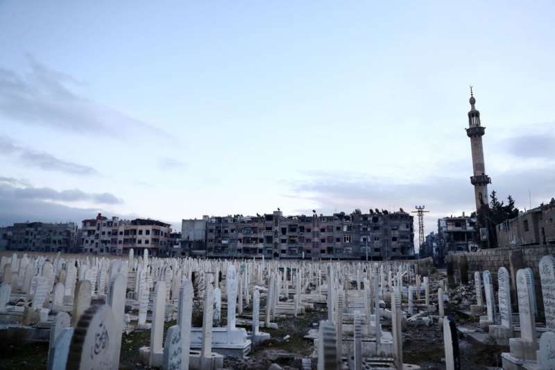 A cemetery in the rebel-held town of Douma, Syria, on the eastern outskirts of the capital city of Damascus, this month. Credit Abd Doumany/Agence France-Presse — Getty Images