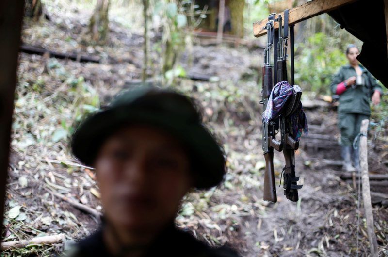 Weapons are seen at a camp of the 51st Front of the Revolutionary Armed Forces of Colombia (FARC) in Cordillera Oriental, Colombia, August 16, 2016. Picture taken August 16, 2016. REUTERS/John Vizcaino - RTX2N6W0