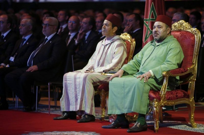 Morocco’s King Mohammed VI, right, and his brother Prince Moulay Rachid in 2015. (Abdeljalil Bounhar/AP)