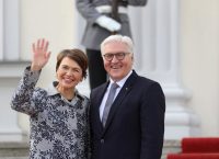 The new first lady of Germany, Elke Büdenbender, with her husband, President Frank-Walter Steinmeier, in Berlin in March. Credit Michael Kappeler/picture-alliance, via dpa, via Associated Press Images