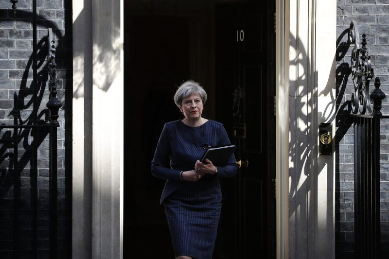 Prime Minister Theresa May on Tuesday outside 10 Downing Street in London. Credit Dan Kitwood/Getty Images