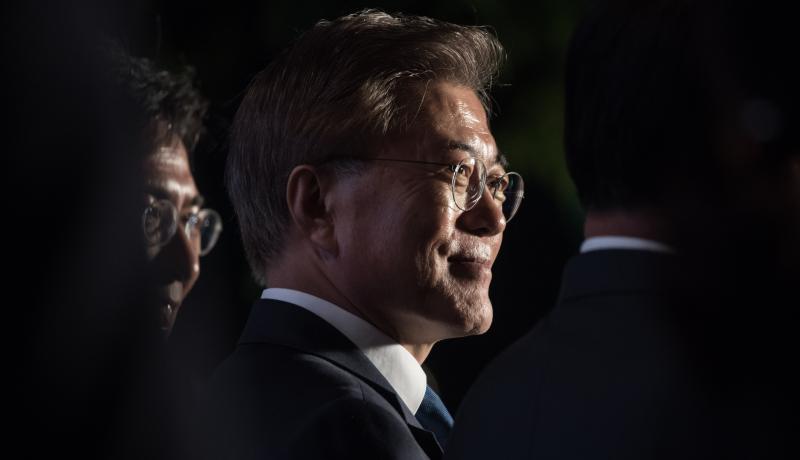 10 May: Moon Jae-In greets supporters after his presidential victory. Photo: Getty Images