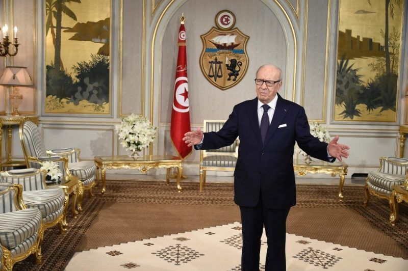 Tunisian President Beji Caid Essebsi at Carthage Palace in Tunis in 2016. (Dominique Faget/AFP/Getty Images)