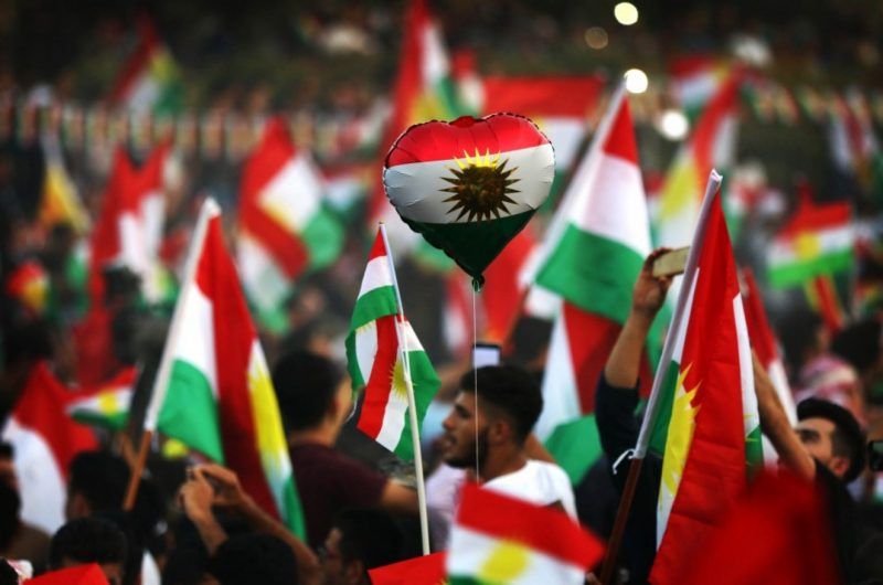 Iraqi Kurds rally to urge people to vote in the upcoming independence referendum in Erbil, the capital of the autonomous Kurdish region of northern Iraq, on Sept. 16. (Safin Hamed/AFP/Getty Images)
