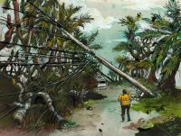 Molly Crabapple, 2017. Downed telephone poles block off streets in Punta Santiago, a beachfront community on the island’s east that was devastated by Maria.