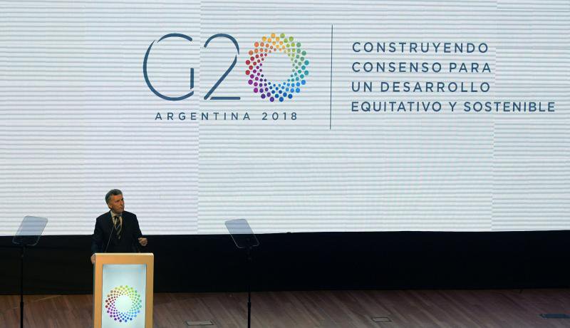 Mauricio Macri at the launch ceremony for Argentina's G20 presidency in Buenos Aires. Photo: Getty Images.