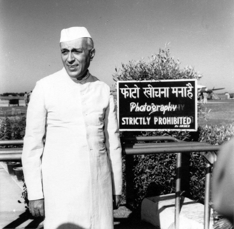 Jawaharlal Nehru awaiting his sister at the airport in Palam, India, in 1954. Credit Alkazi Collection of Photography