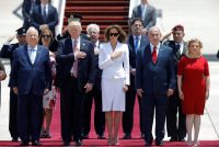 President Trump and first lady Melania met with Prime Minister Benjamin Netanyahu of Israel, his wife Sara, and David Friedman, center back, the United States’s ambassador to Israel, upon their arrival at Ben Gurion International Airport near Tel Aviv, in May 2017. Credit Amir Cohen/Reuters