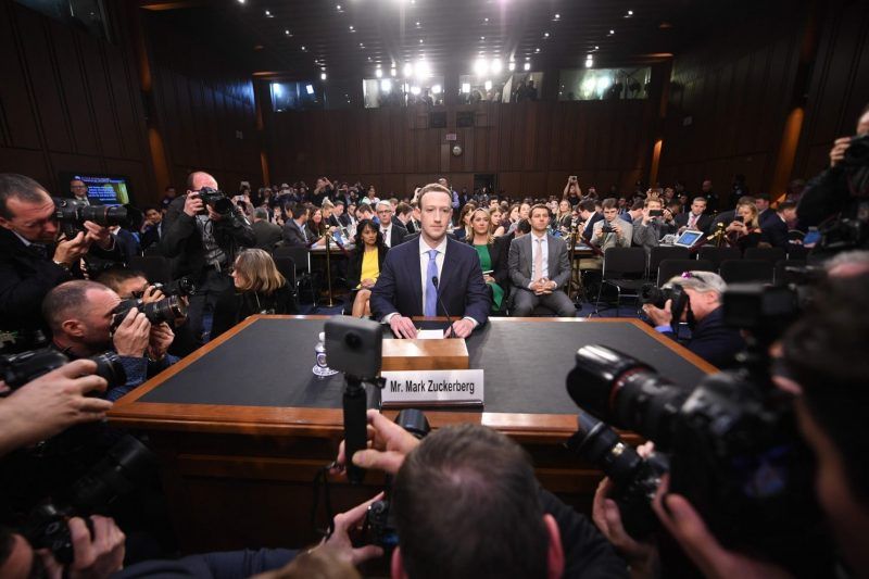 Facebook CEO Mark Zuckerberg arrives to testify before a joint hearing of the Senate Commerce and Judiciary committees on Capitol Hill on April 10 in Washington. (Jim Watson/AFP/Getty Images)