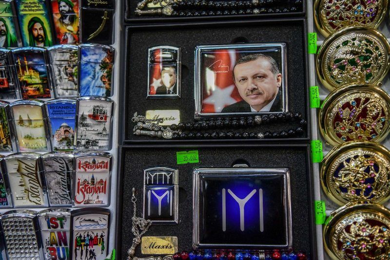 President Recep Tayyip Erdogan’s portrait on a cigarette case and a lighter at an Istanbul souvenir shop. Credit Ozan Kose/Agence France-Presse — Getty Images