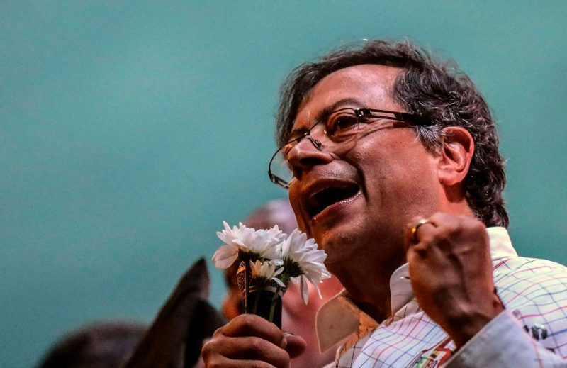 Gustavo Petro, candidato a la presidencia de Colombia por el partido Colombia Humana, en un mitin en Medellín el 16 de mayo de 2018 crédito Joaquín Sarmiento/Agence France-Presse — Getty Images