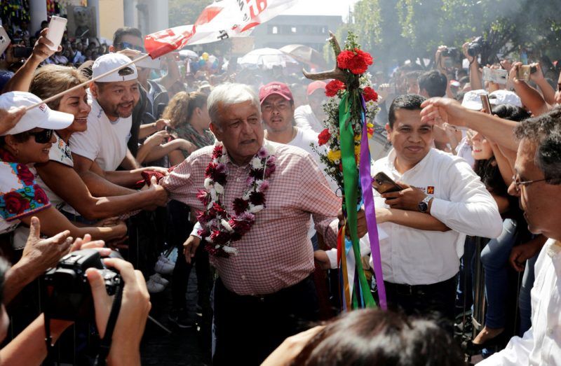 Andrés Manuel López Obrador, el candidato de Morena a la presidencia de México, en Uruapan, Michoacán, el 8 de junio de 2018 Credit Reuters 