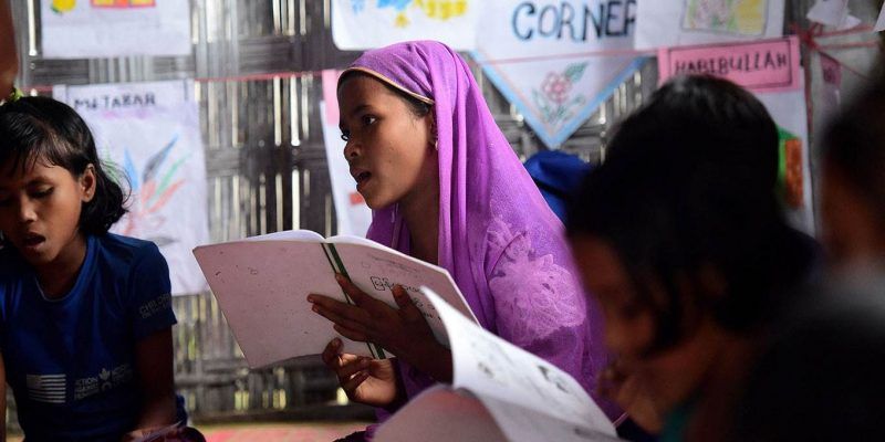 Rohingya refugee children in classroom. Munir Uz Zaman/AFP/Getty Images