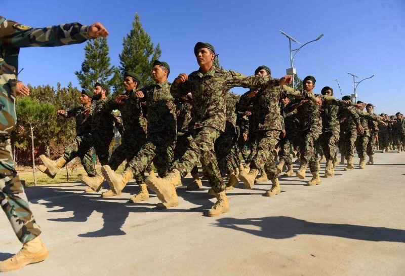 Newly graduated Afghan National Army cadets march during a graduation ceremony in Afghanistan’s Herat province on Nov. 19. (Hoshang Hashimi/AFP/Getty Images)