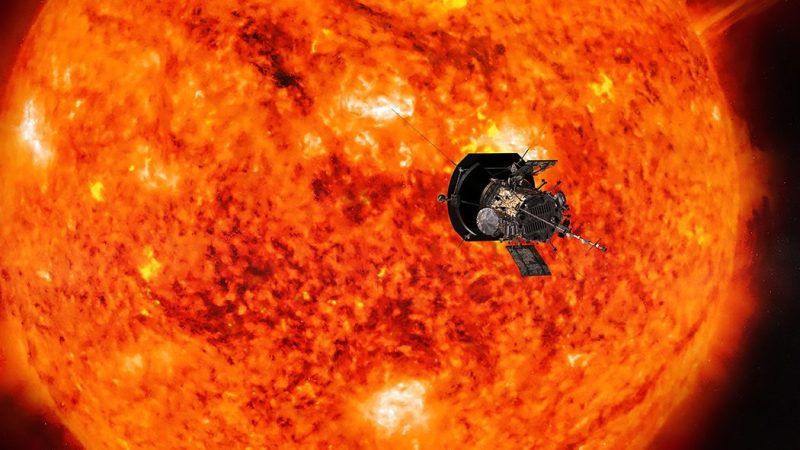 La representación de un artista de la Sonda Solar Parker de la NASA, lanzada en agosto para obtener datos del Sol Credit NASA / Johns Hopkins APL vía Agence France-Presse — Getty Images