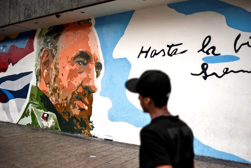 A mural of Fidel Castro in Caracas, Venezuela. Credit Carlos Becerra/Anadolu Agency, via Getty Images