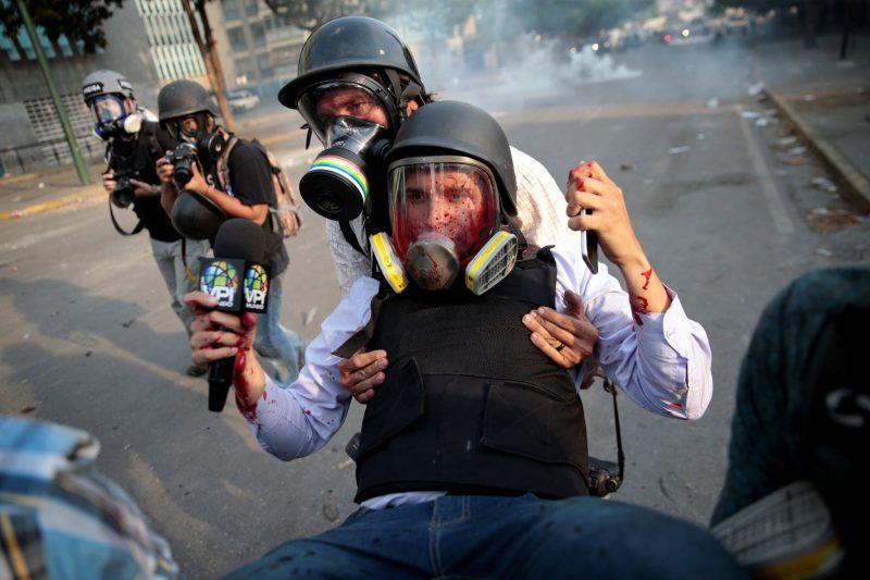 Un periodista herido durante la marcha del 1 de mayo de 2019 Credit Reuters.