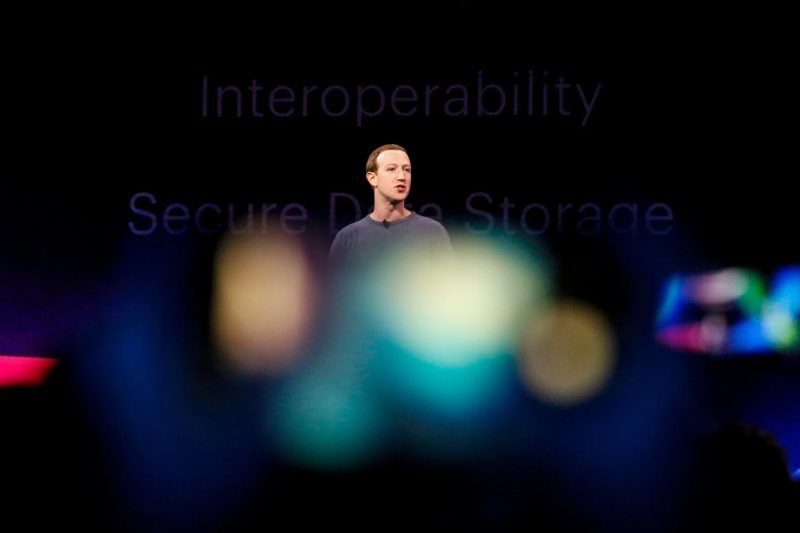Mark Zuckerberg delivering the keynote address at a Facebook conference on Tuesday. Credit Amy Osborne/Agence France-Presse — Getty Images