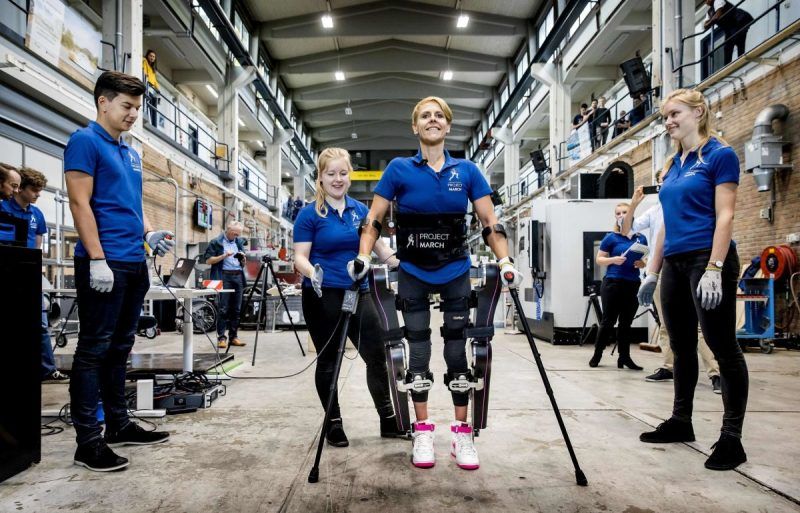 The Delft student team Project MARCH presenting their new prototype of assistance system for the Cybathlon, last month. Credit Koen Van Weel/Agence France-Presse — Getty Images
