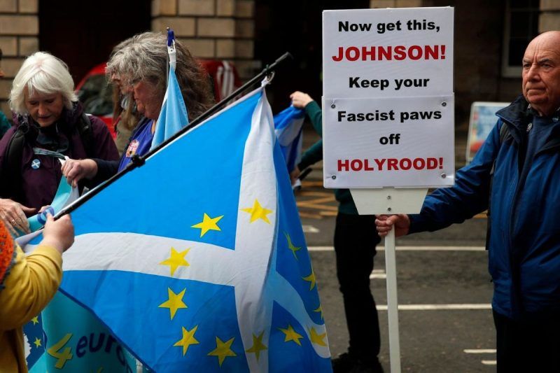 Anti-Brexit protesters in Edinburgh on Wednesday. (Francois Mori/AP)