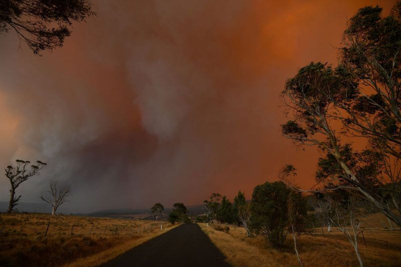 Saeed Khan/AFP via Getty Images. Ember and thick smoke from bushfires, Braemar Bay, New South Wales, Australia, January 4, 2020