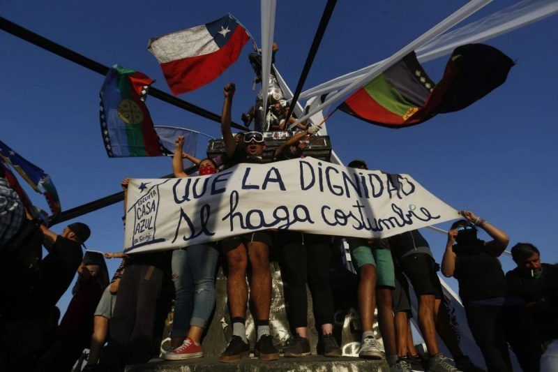 La primera protesta del año en Santiago, Chile, sucedió el 3 de enero de 2020. (Marcelo Hernandez / Getty Images)