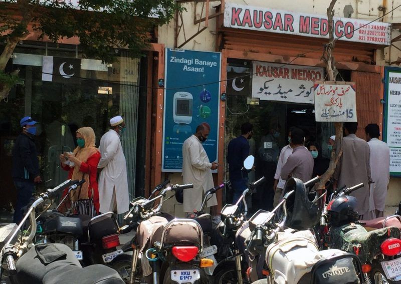 Ali Bhutto. Outside a pharmacy on M.A. Jinnah Road, Karachi, Pakistan, March 31, 2020