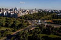 Una vista aérea del barrio de Palermo en Buenos Aires durante la cuarentena total. Credit Getty Images