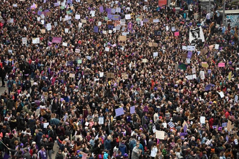 Even as the virus was spreading, the government allowed some 120,000 people to gather in Madrid to celebrate International Women’s Day last month.Credit Pierre-Philippe Marcou/Agence France-Presse — Getty Images
