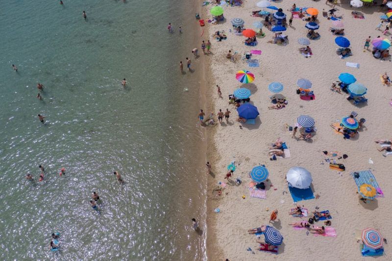 ‘A border-free Europe is not the prerogative of tourists and Interrail travellers.’ A reopened beach near Thessaloniki, Greece, 16 May 2020. Photograph: Dimitris Tosidis/EPA