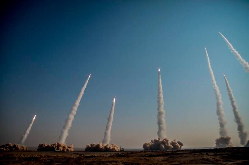 The Revolutionary Guard Corps launches missiles in a drill in Iran on Jan. 15. (Revolutionary Guard Corps/Sepah News/AP)