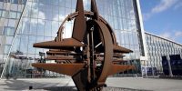 The NATO star sculpture outside NATO Headquarters in Brussels, Belgium, on 11 February 2020. Copyright © Dursun Aydemir/Anadolu Agency/Getty Images.