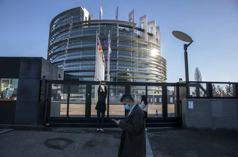 A man passes the European Parliament building in Strasbourg, France, last month. (Siegfried Modola/Getty Images) 
