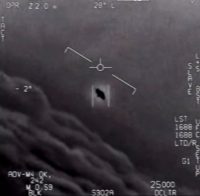 Part of an unclassified video taken by Navy pilots that has circulated for years showing interactions with “unidentified aerial phenomena.”Credit...Dept. of Defense handout/Agence France-Presse via Getty Images