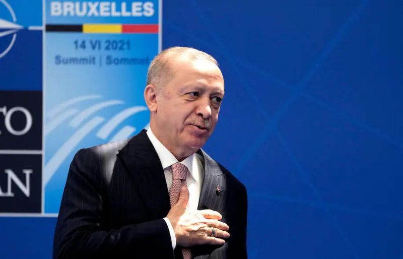 Turkey's President Recep Tayyip Erdogan arrives for a NATO summit in Brussels on Monday. (Francois Mori/Pool/EPA-EFE/REX/Shutterstock)