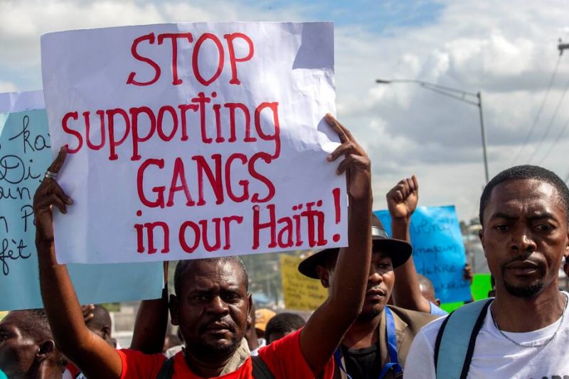 An anti-gangs protest in Haiti in December 2020. (Dieu Nalio Chery/AP)