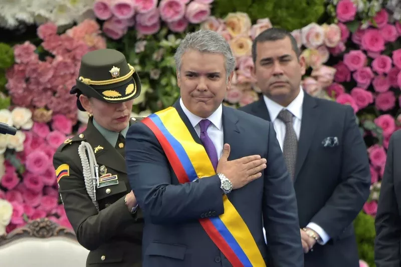 Colombia’s new President Iván Duque. His government has been accused of squandering a chance to build on the Farc deal and create a broader, lasting peace © Raul Arboleda/AFP via Getty Images