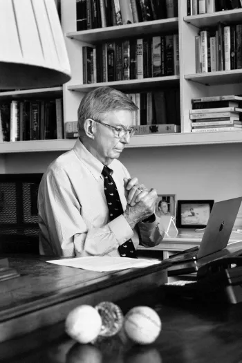 Columnist George F. Will in his Georgetown office. (Jesse Dittmar/for The Washington Post)