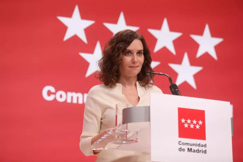 La presidenta de la Comunidad, Isabel Díaz Ayuso, el 29 de diciembre tras el Consejo de Gobierno.Isabel Infantes (Europa Press)