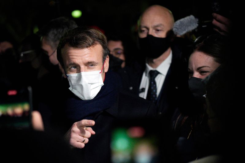 French President Emmanuel Macron in Tende, France, on Jan. 10. (Daniel Cole/AFP) 